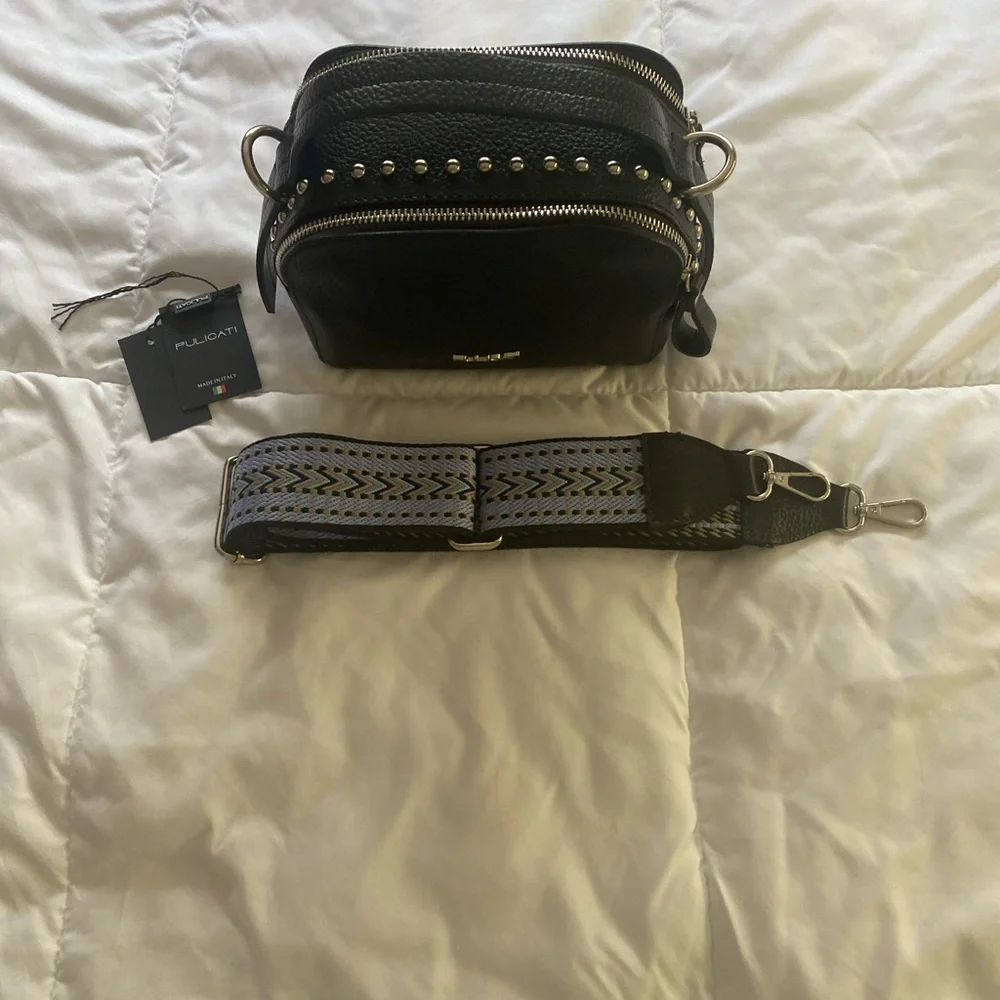 EUC PULICATI genuine leather made in Italy black crossbody/ hand bag - Picture 12 of 16
